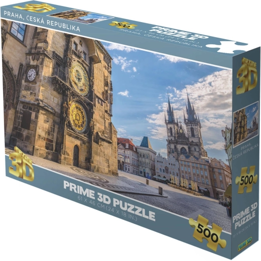 Puzzle Prime 3D Repubblica Ceca: Praga (Piazza della Città Vecchia, Orologio Astronomico) 500 pezzi, olografico