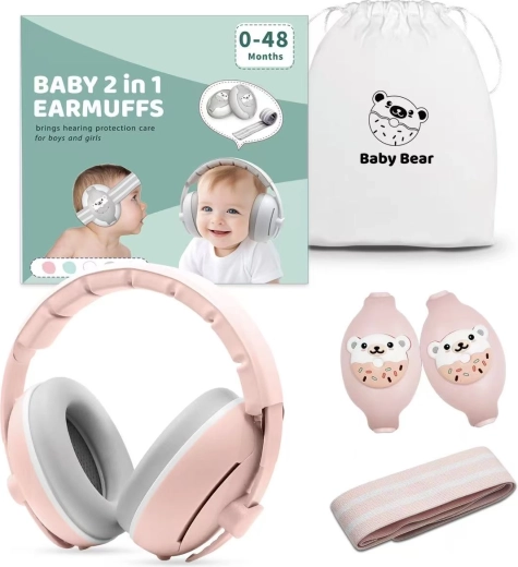 Cuffie protettive per bambini 2 in 1 Doggy rosa - 1 pezzo