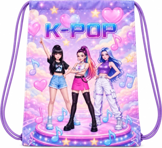 Sacca per bambini K-Pop Demon Hunters viola 40 × 35 cm