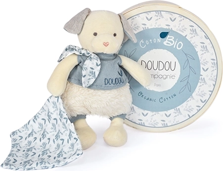 Set regalo Doudou - Cagnolino di peluche con coperta in cotone biologico 22 cm