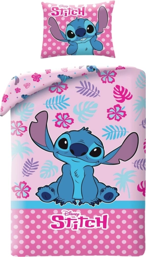 Biancheria da letto in cotone Stitch rosa 140 × 200 cm
