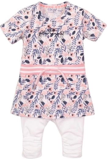 Set a due pezzi Dirkje: abito/tunica e leggings per bambini bianchi e multicolore