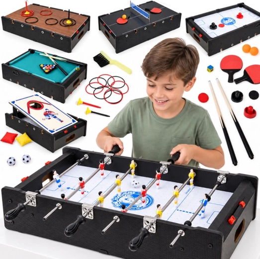 Tavolo da gioco multifunzionale 6 in 1 con air hockey elettrico