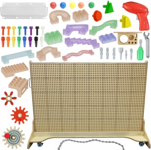 Masterkidz parete STEM autoportante con accessori, pioli, vassoi, blocchi e attrezzi