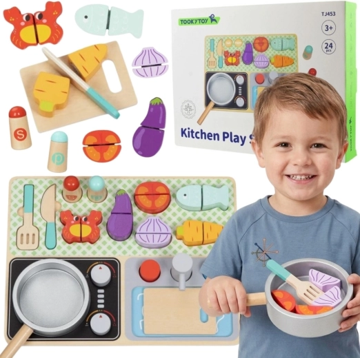 Cucina in legno con accessori Tooky Toy piccolo chef