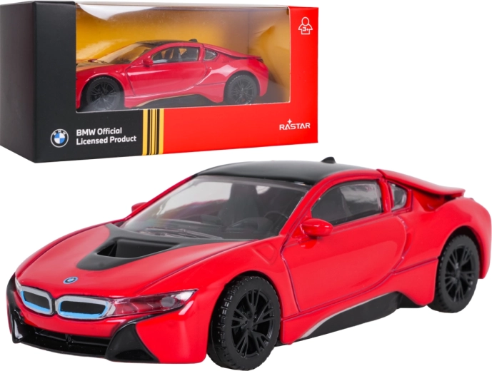 Modello metallico dell'auto BMW i8 RASTAR in scala 1:43, rosso