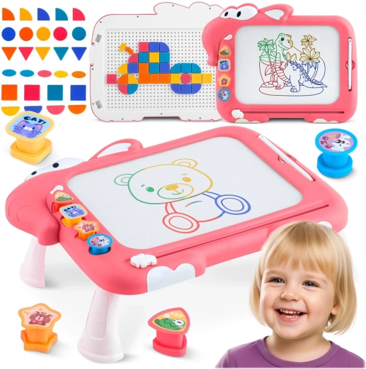Lavagna magnetica da disegno e tavolino tangram 3in1 per bambini RICOKIDS