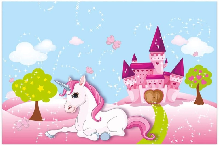 Tovaglia di plastica per bambini con unicorno 120 × 180 cm
