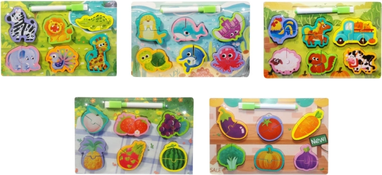 Puzzle in legno per bambini con lavagnetta e pennarello