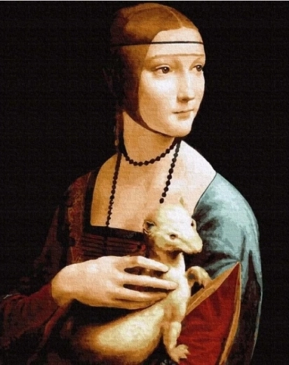 Pittura diamantata Dama con l’ermellino 30 × 40 cm NORIMPEX