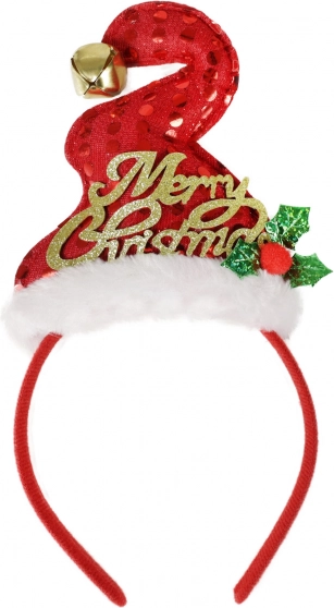 Cerchietto natalizio con cappellino e campanellino Merry Christmas