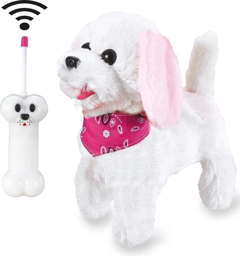 Jamara RC cagnolino di peluche Furry Dog bianco/rosa 27 MHz