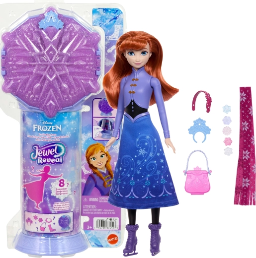 Mattel Disney Frozen Jewel Reveal bambola Anna sui pattini con accessori