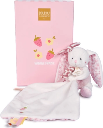 Doudou set regalo: coniglietto di peluche con copertina 10 cm rosa