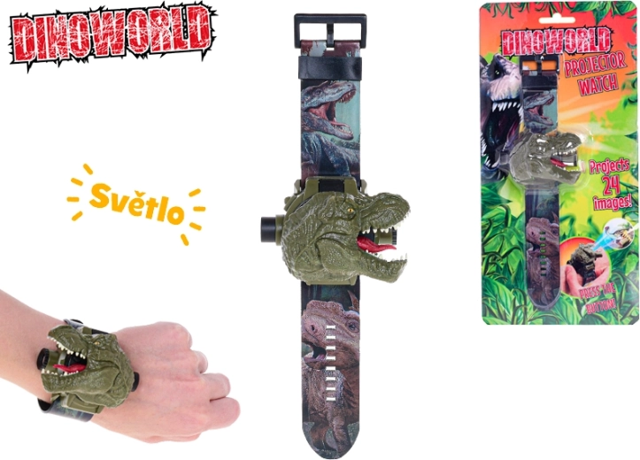 Orologio proiettore per bambini Dinoworld con 24 dinosauri