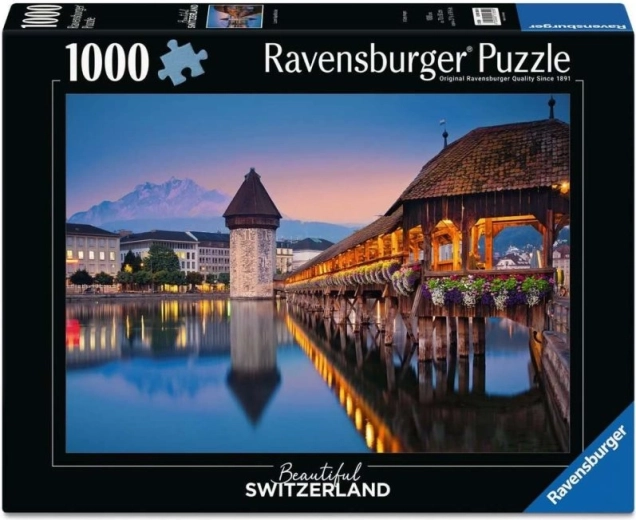Puzzle Ravensburger Beautiful Switzerland: Ponte della Cappella, Lucerna - 1000 pezzi