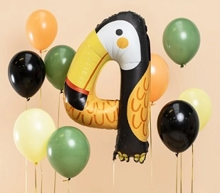 Palloncino di compleanno in foil numero 4 tucano 47 × 80 cm