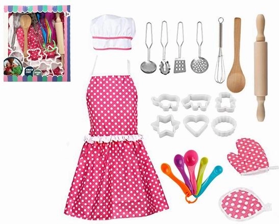 costume da cuoca con grembiule e accessori per bambini
