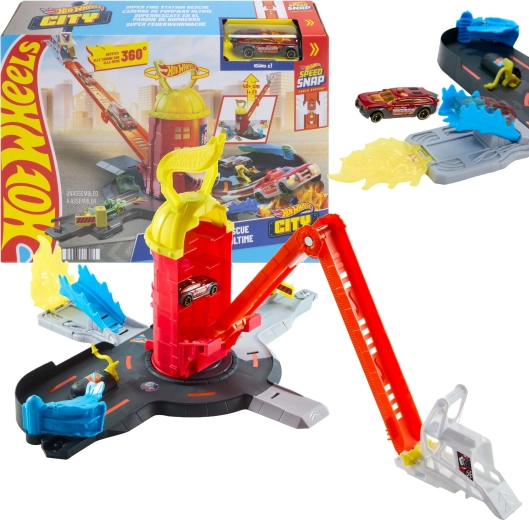 Hot Wheels City super caserma dei pompieri con macchinina in metallo