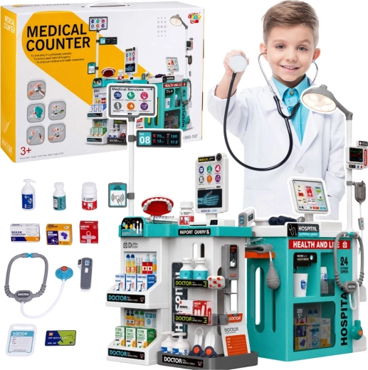Set da dottore per bambini con tavolo medico, 77 pezzi con luci e suoni
