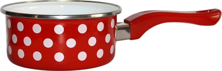 Casseruola smaltata con manico 16 cm, 1,5 l – pois rossi