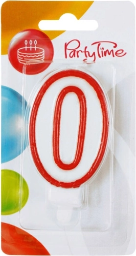 Candela di compleanno numero 0 rossa
