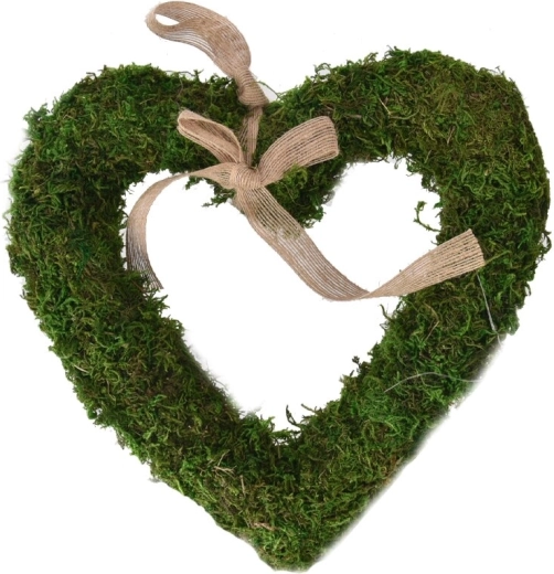 Cuore di muschio verde da appendere 30 × 30 cm