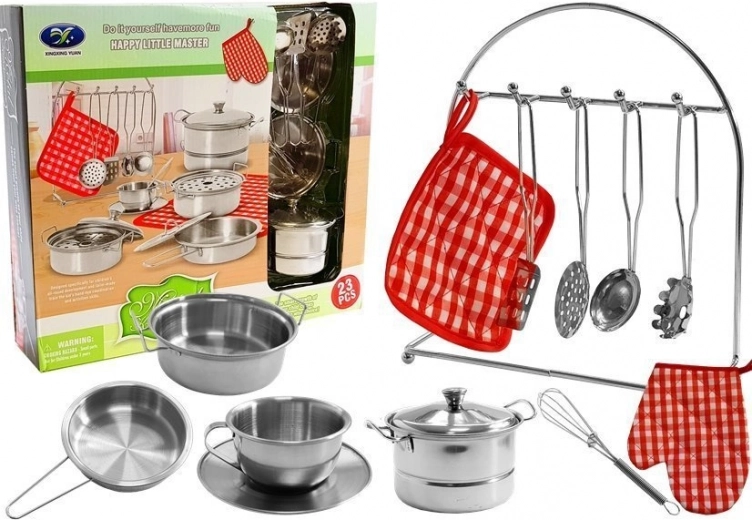 Set di pentolini in acciaio inox per bambini, 23 pezzi