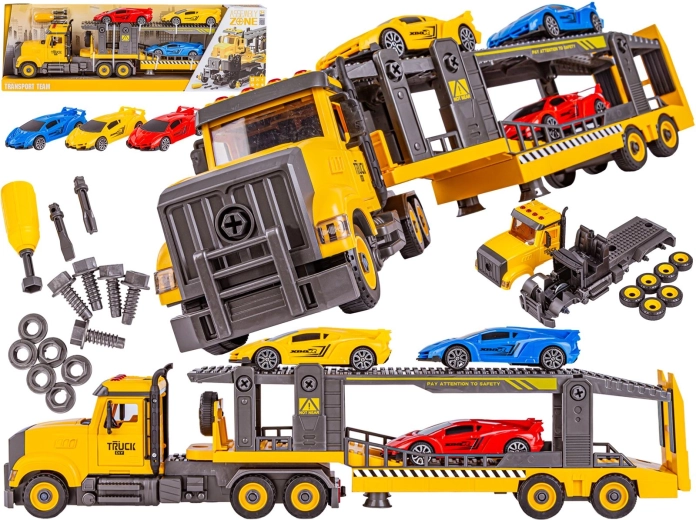 Camion per bambini smontabile con carro attrezzi e auto sportive