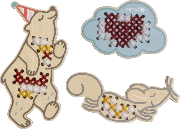 Set da ricamo in legno Micki per bambini