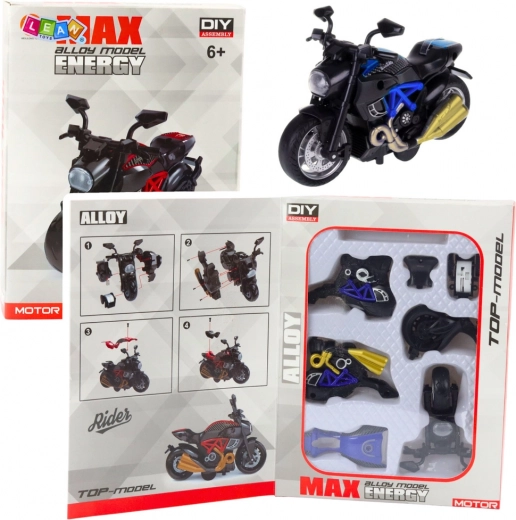 Motocicletta in metallo da assemblare 1:14 – modello DIY blu