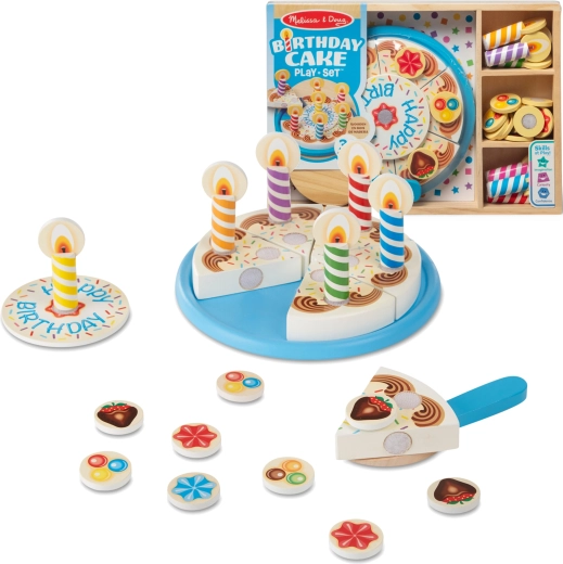 Torta di compleanno in legno da tagliare con accessori 34 pz MELISSA & DOUG