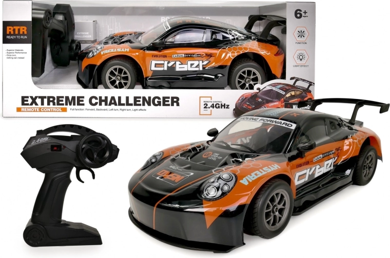 Auto RC arancione 1:8 con carrozzeria illuminata 2,4 GHz