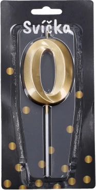 Candela per feste dorata numero 0