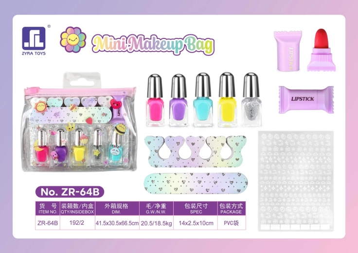 Set di cosmetici da portare in una trousse per bambini