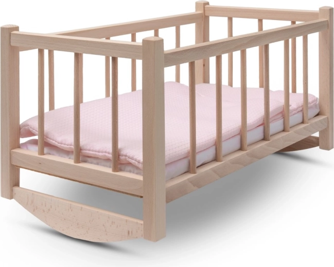 Culla in legno per bambole con biancheria da letto Baby Mix