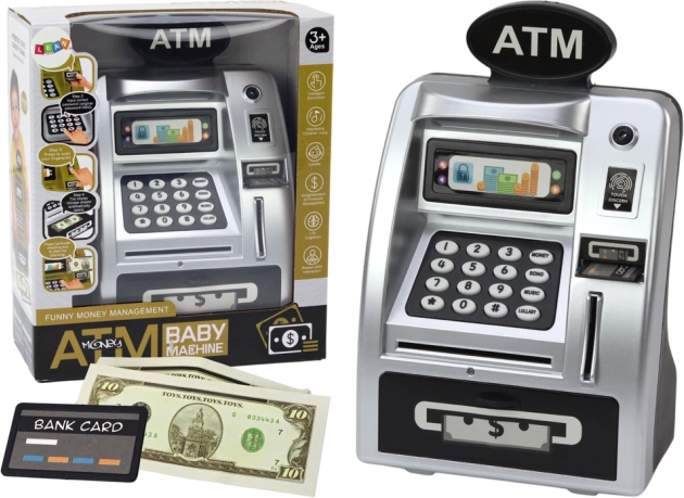 Bancomat per bambini argento-nero per il risparmio