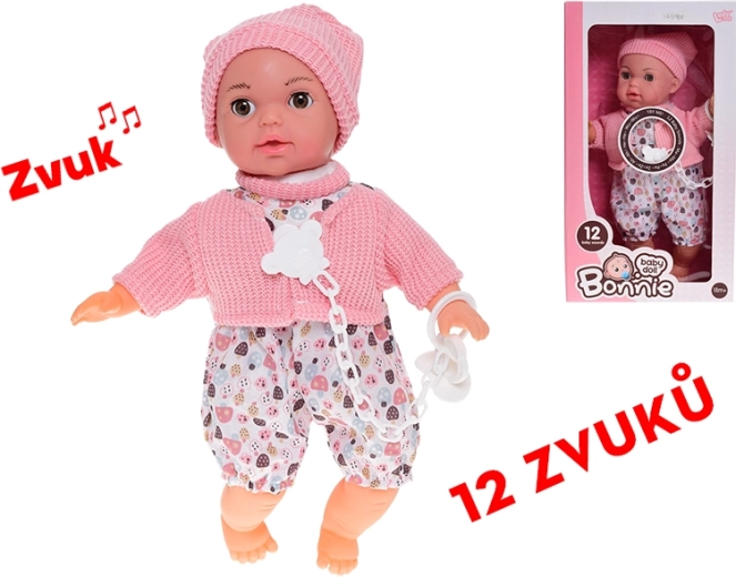 Bambola interattiva 30 cm con occhi che si chiudono e suoni