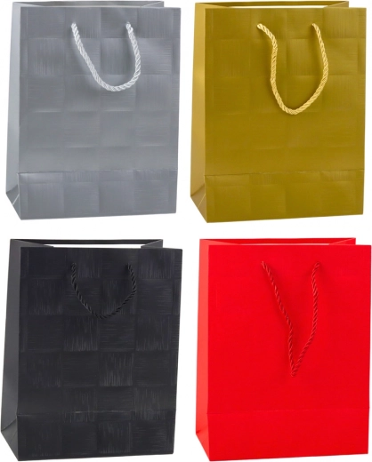 Busta regalo con motivo strutturato a quadrati 23 × 18 × 10 cm