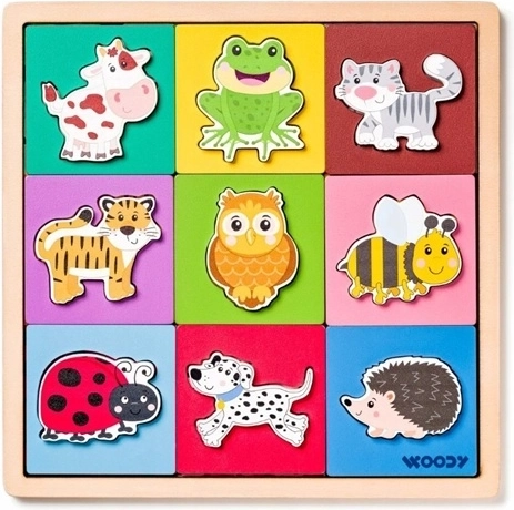 Puzzle Woody in legno multistrato con animaletti