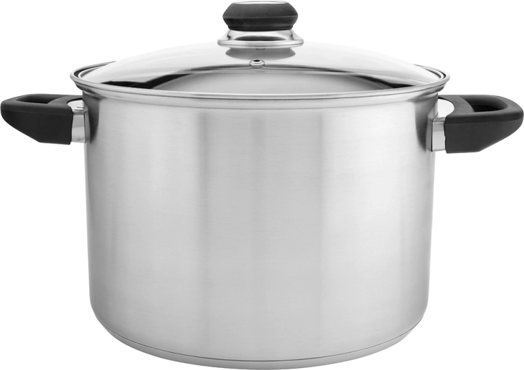 Pentola alta in acciaio inox Emilio 7 l con coperchio in vetro