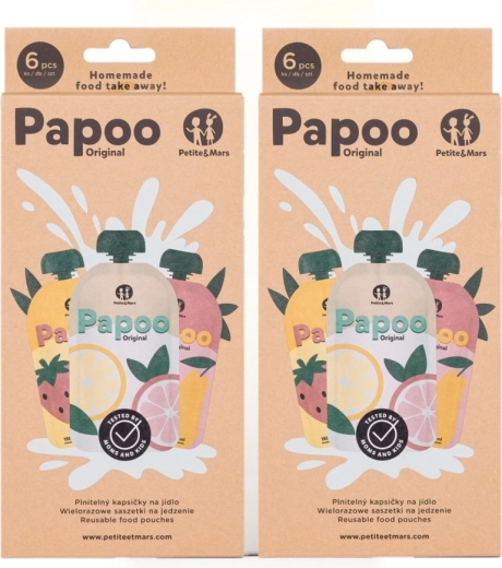 Petite&Mars sacchetti ricaricabili per alimenti Papoo Original 1+1 gratis (12 pz)