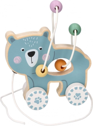 Giocattolo in legno da trainare con labirinto di perline - Orsetto