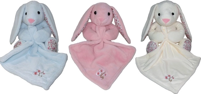 Coniglietto di peluche con morbido fazzoletto 18 cm
