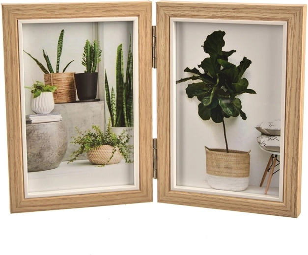 Cornice portafoto in legno beige per due fotografie 25 × 17 cm