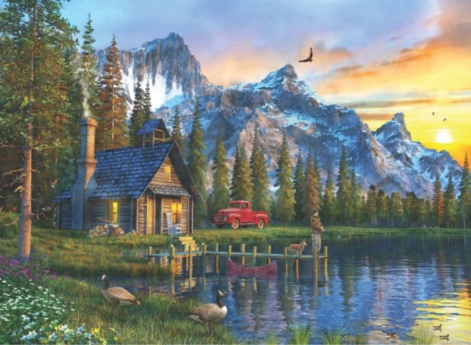 Puzzle Tramonto sul Cottage 1000 Pezzi