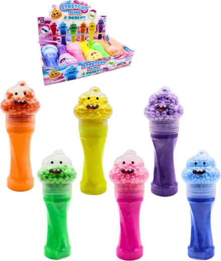Slime glitterato in tubo con tappo a forma di cacca con perline - 1 pezzo