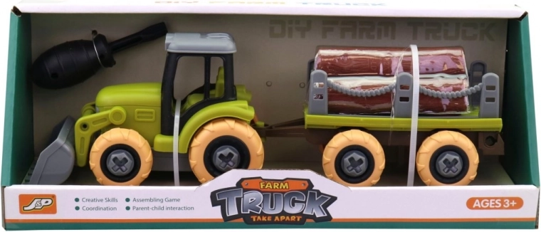 Trattore con rimorchio avvitabile 28 × 7,5 × 8,5 cm