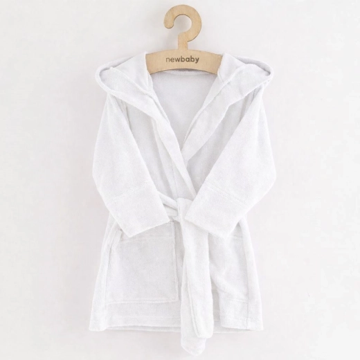 Accappatoio in spugna per bambini con cappuccio NEW BABY, bianco, taglia 104/110