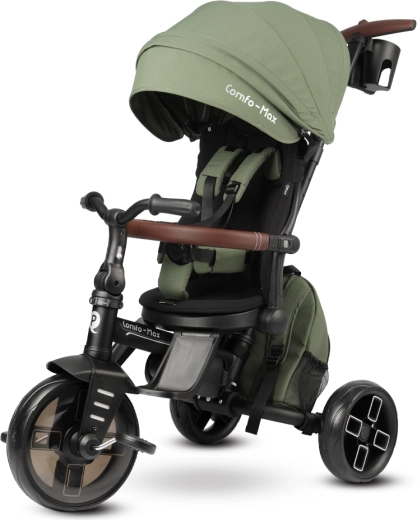 Triciclo Qplay Comfo Max 7in1 verde oliva (10–72 mesi)